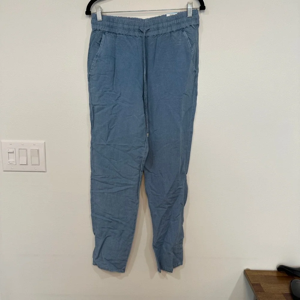 J Mclaughlin Sunny Pant Small NWT $158 Linen Drawstring Pull On Chambray Blue